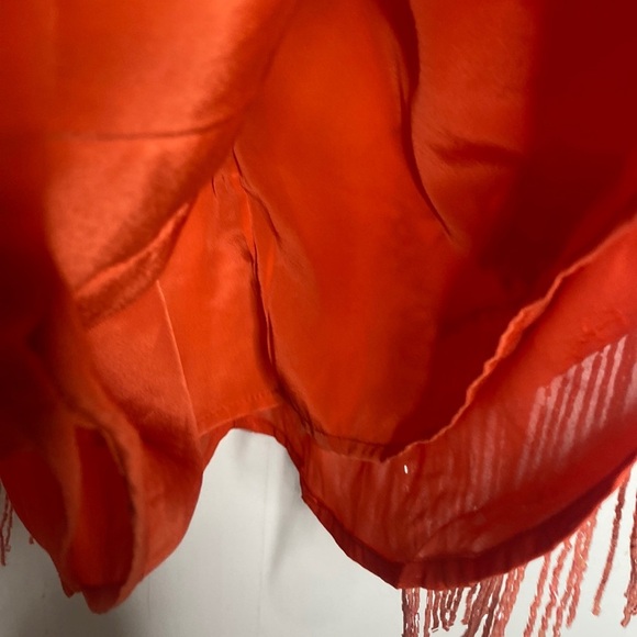 Asos Design Women's Orange Floral Beaded Sequined Mini Dress Layered size 14 - Picture 6 of 10